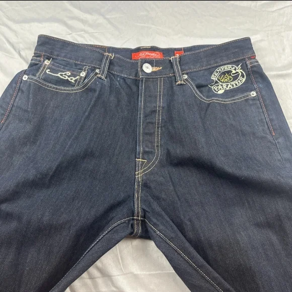 RARE Ed Hardy Dark Wash 2009 Tiger Dragon Scull Tattoo Jeans